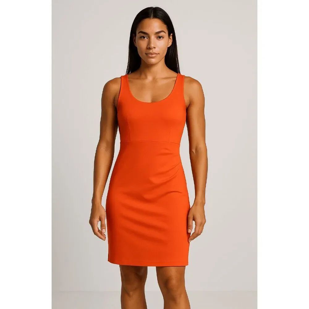 Trendyol Orange Sleeveless Square Neck Bodycon Dress 8